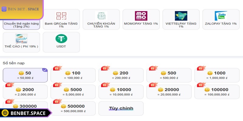 Nạp Rút Tiền BENBET 1 Nền tảng cung cấp nhiều lựa chọn giao dịch hấp dẫn